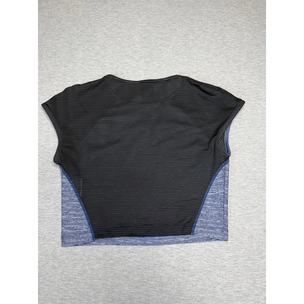 Nike Dri-FIT Women Blue Space Dye Ribbed Back Athletic Crop Top 889797-429 S